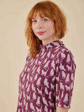 Ellie Mock Neck Swing Dress in Lounge Cats Plum