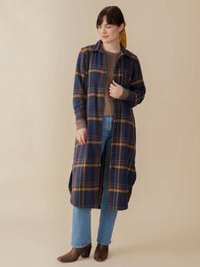 Sutton Shirtdress - Navy Yellow Plaid