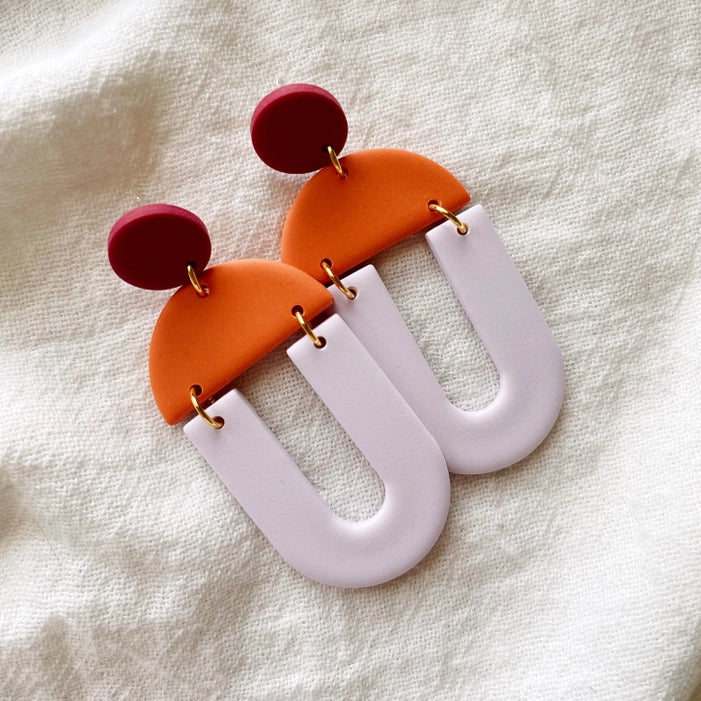 Billie | Blocky Geometric Polymer Clay Earrings (Multiple Colors)