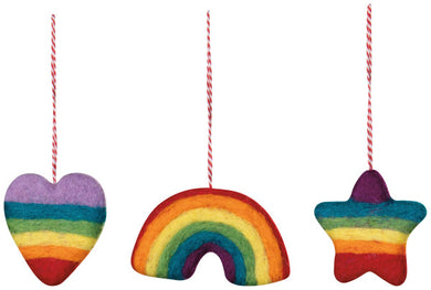 Love is Love Rainbow Felt Christmas Ornaments