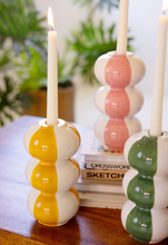 Ceramic Bubble Striped Taper Candle Holders