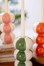 Ceramic Bubble Striped Taper Candle Holders