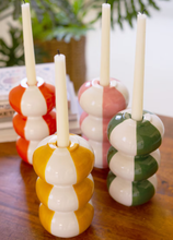 Ceramic Bubble Striped Taper Candle Holders