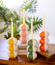 Ceramic Bubble Striped Taper Candle Holders