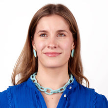 Jenna Chain Link Beaded Necklace - Light Blue