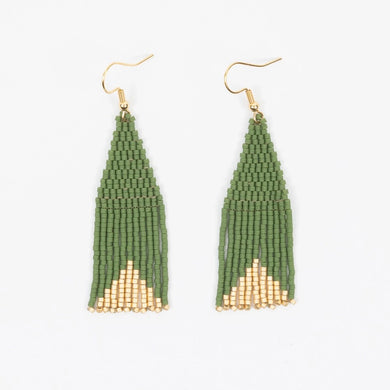 Delica Olive Triangle with Gold Earrings