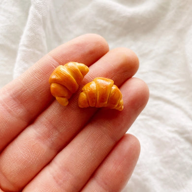 Croissant My Heart Studs | Polymer Clay Food Earrings