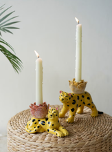 Ceramic Cheetah Taper Candle Holders (Set of 2)