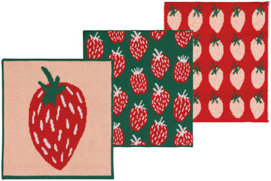 Berry Sweet Strawberry Knit Dishcloths (Set of 3)