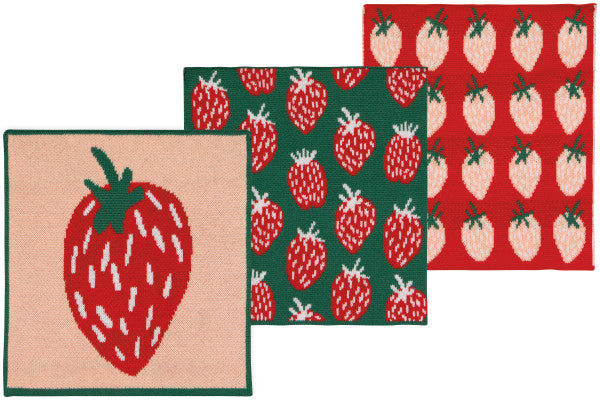 Berry Sweet Strawberry Knit Dishcloths (Set of 3)