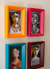 Colorful Framed Cubist Portrait Paitings
