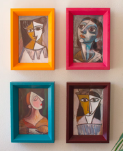Colorful Framed Cubist Portrait Paitings