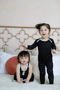 Black Polkadot Bamboo Pajama Set