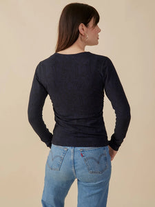 Midnight Tree Rings Long Sleeve Ruched Top