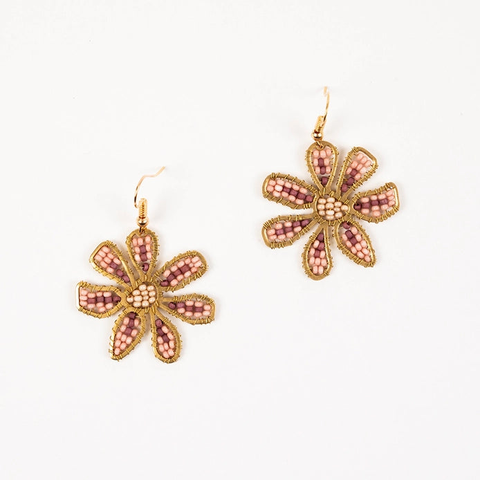 Beaded Daisy Earrings