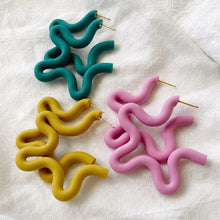 Squiggle Hoops | Polymer Clay Earrings (Multiple Colors)