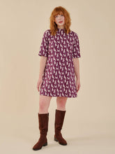 Ellie Mock Neck Swing Dress in Lounge Cats Plum