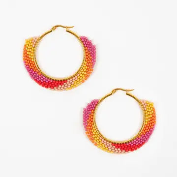 Swirl Hoop Beaded Earrings