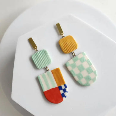 Asymmetrical Color Block Earrings