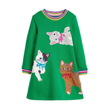 Cats Long Sleeve Cotton Princess Dress