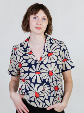 Navy Floral Camp Shirt