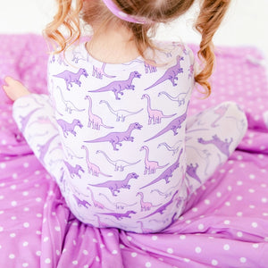 Land Before Bedtime Dinosaur Bamboo Baby Pajamas Convertible Footie - Prehistoric Purple