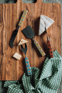 Block Print Design Cheese Knives Set (Set of 4)