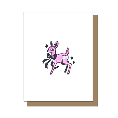 Pink Deer Holiday Greeting Card