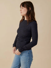Midnight Tree Rings Long Sleeve Ruched Top