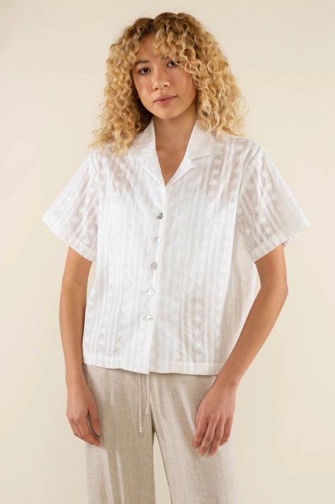 Helio Cotton Embroidery Button Up Shirt