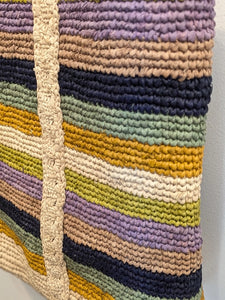 Handwoven Striped Raffia Tote
