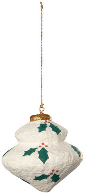 Yuletide Holly Bobble Paper Mache Ornament