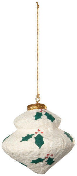 Yuletide Holly Bobble Paper Mache Ornament
