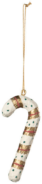 Yuletide Candy Cane Paper Mache Ornament