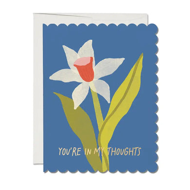Scalloped Daffodil You're in My Thoughts Sympathy Greeting Card