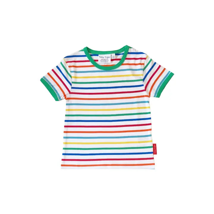 Organic Green Rainbow Stripe T-Shirt