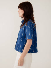 Benji Button Down Shirt - Hand Block Printed Indigo Goose