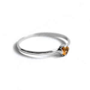 Petite Citrine Solitare Sterling Silver Ring (Assorted Sizes)