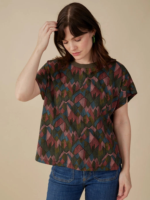 Geo Jewels Caitlin Top - Organic Fair Trade Boxy Tee