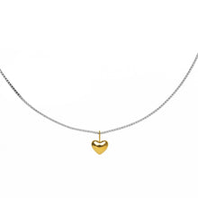 Waterproof Dainty Two-Tone Puffy Heart Necklace