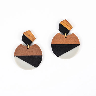 Black Geo Drop Post Earrings