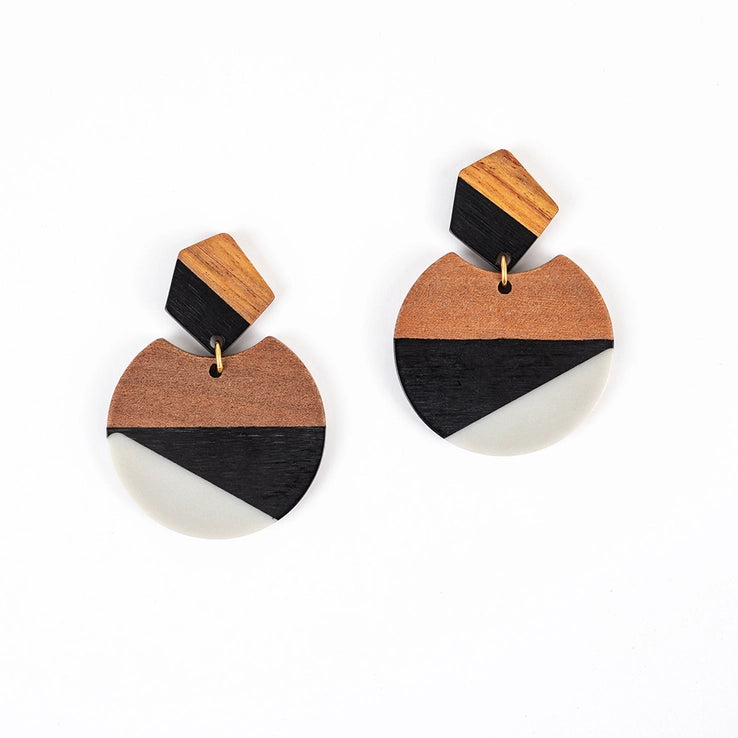 Black Geo Drop Post Earrings