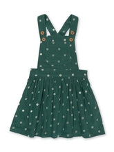 Green Corduroy Flower Dot Pinafore