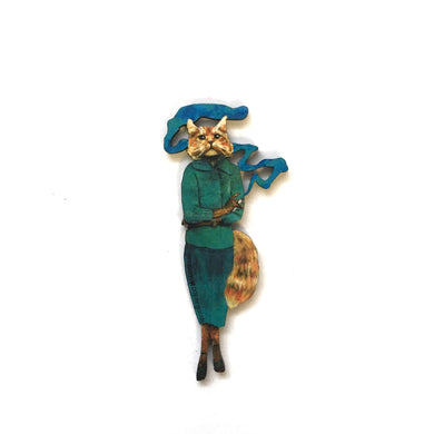 Cannabis Cat Laser Cut Wood Magnet