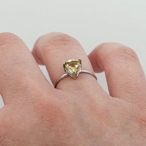 Lemon Topaz Trillion Solitaire Sterling Silver Ring