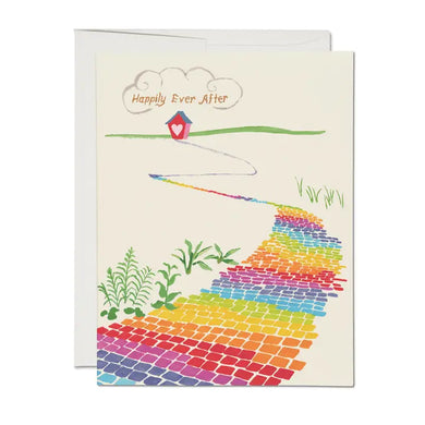 Rainbow Brick Road Wedding Greeting Card