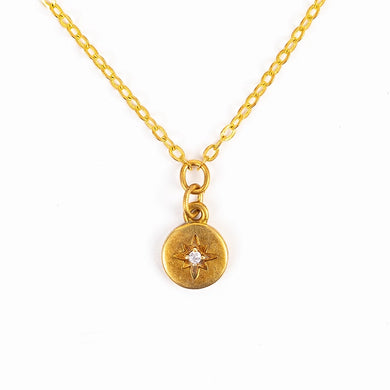 Sunburst Charm Necklace (CZ)