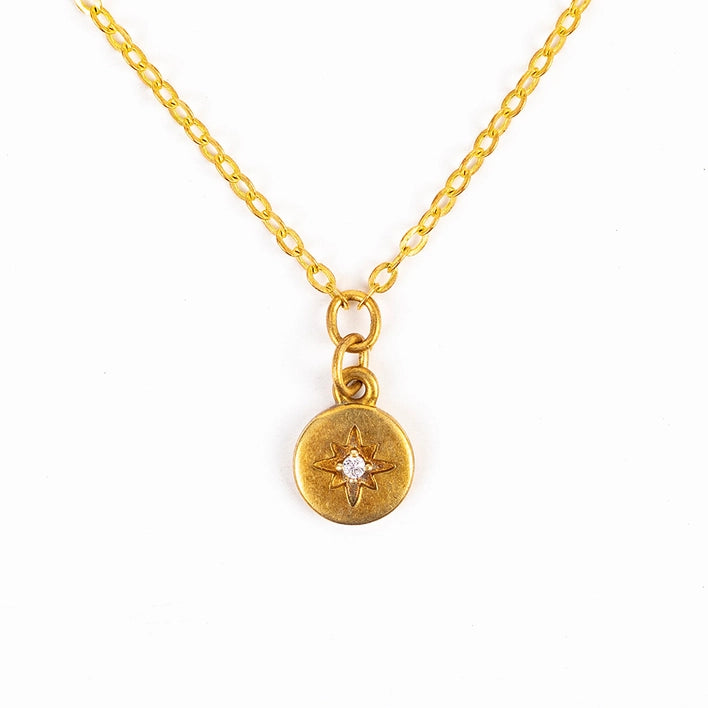 Sunburst Charm Necklace (CZ)