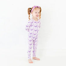Land Before Bedtime Dinosaur Bamboo Baby Pajamas Convertible Footie - Prehistoric Purple
