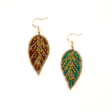 Emerald Leaf Fair Trade Beaded Earrings (Multiple Colors)